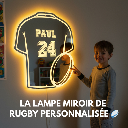 LumiRugby | Lampe Miroir Personnalisée LED Rugby