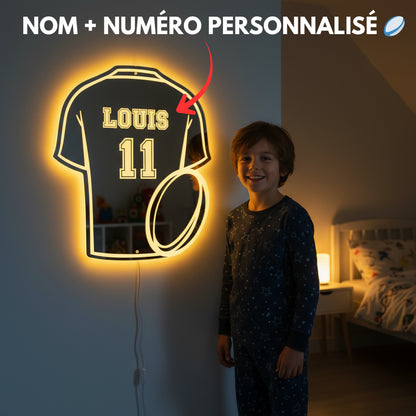 LumiRugby | Lampe Miroir Personnalisée LED Rugby